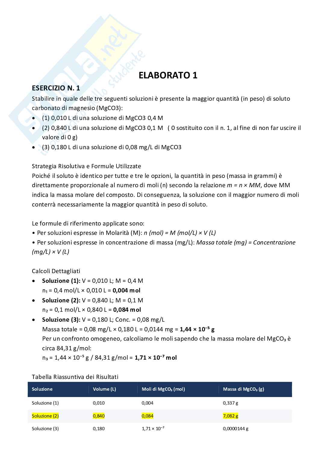Elaborato 1 Ingegneria ambientale Pag. 1