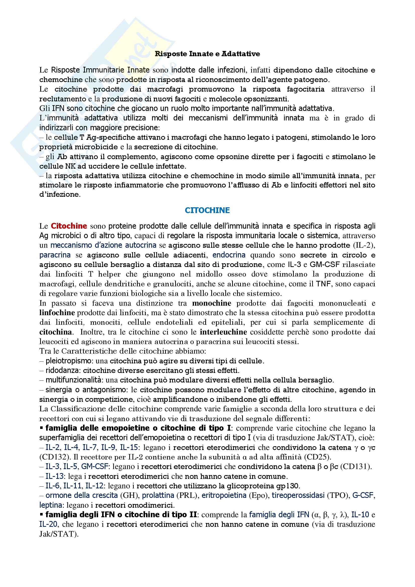 Immunologia - risposte innate e adattative Pag. 1