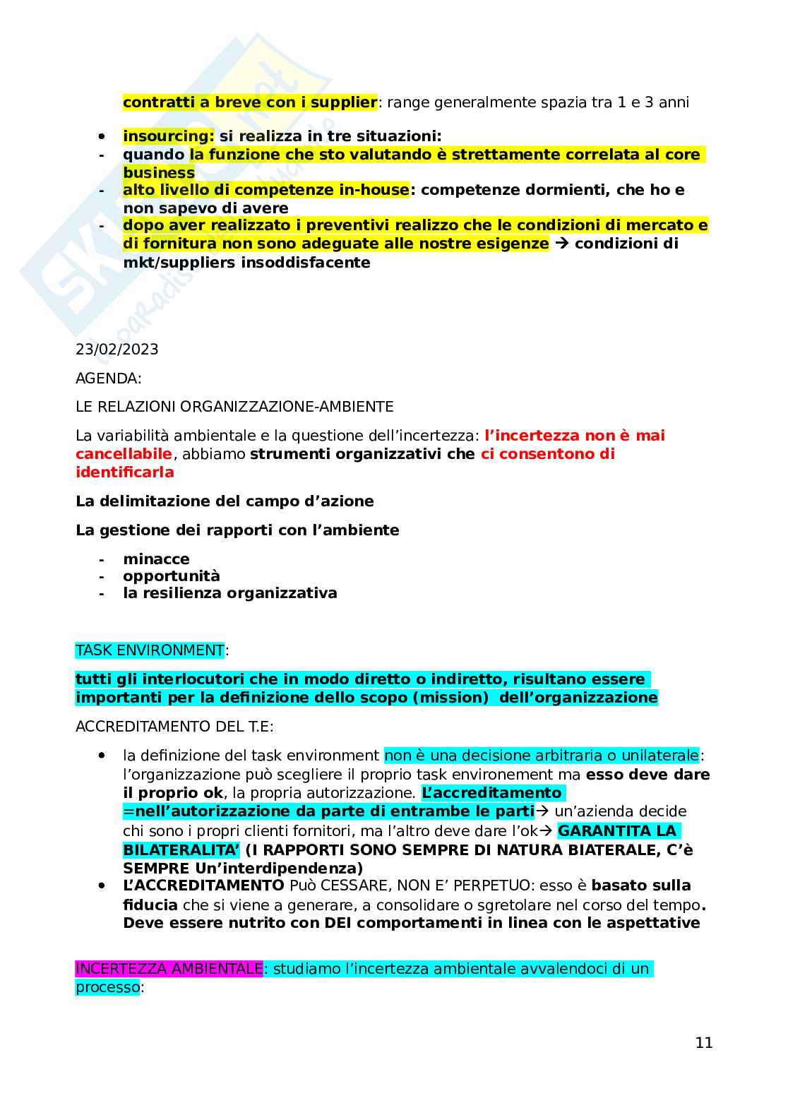 Organizzazione d'impresa  Pag. 11