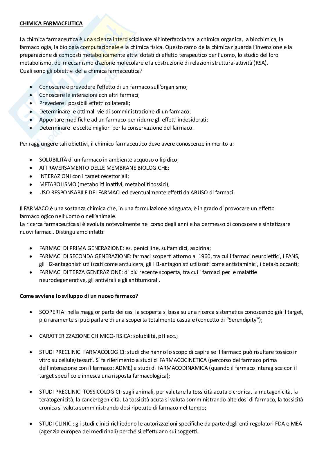 Chimica farmaceutica I Pag. 1