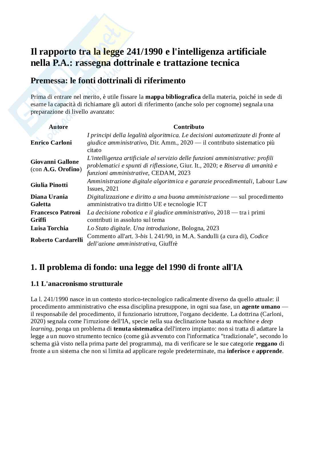 Rapporto tra la legge 241/1990 e l'intelligenza artificiale nella P.A Pag. 1