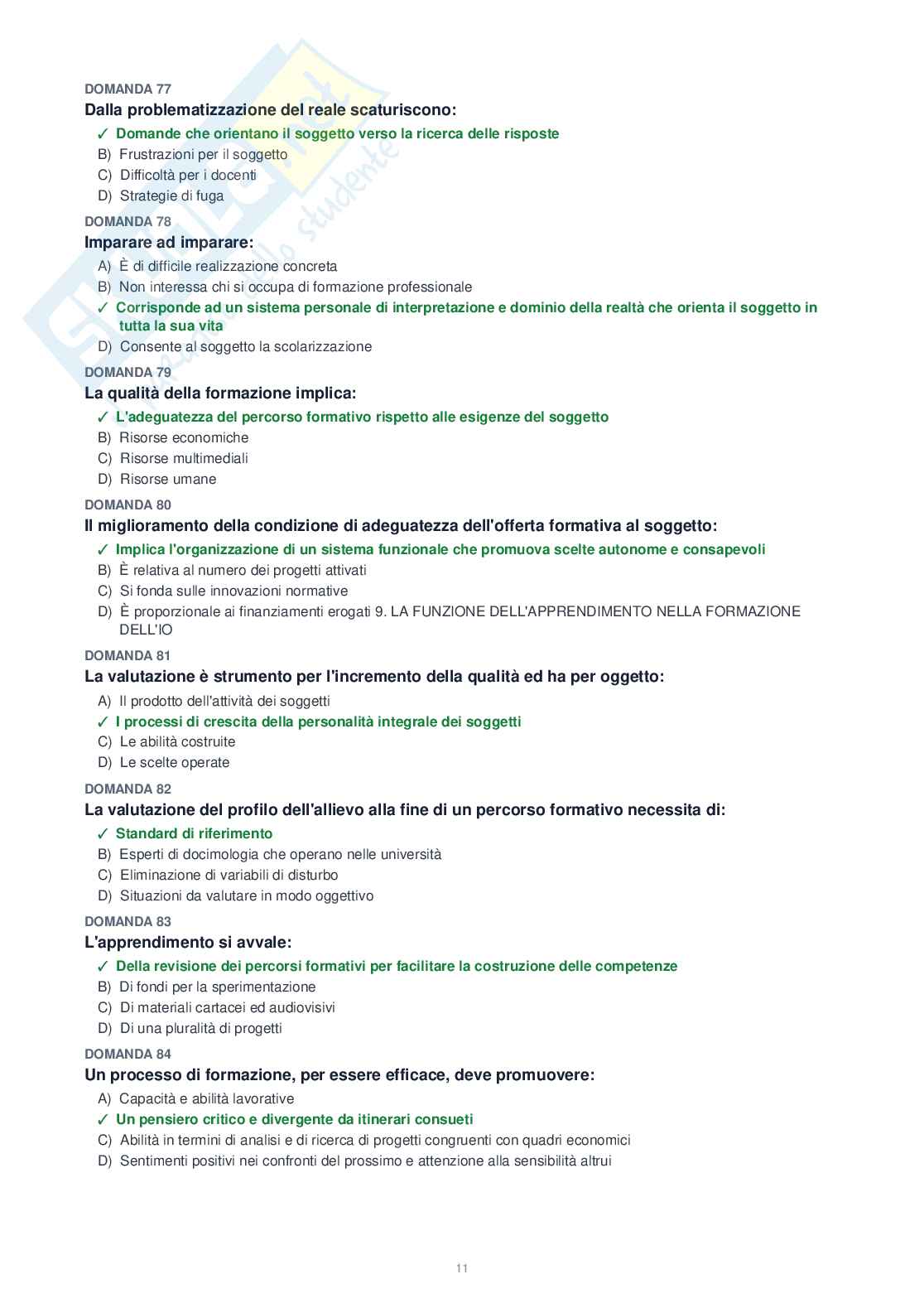Tutte le 1153 domande di Psicologia generale + Domande extra (2026/2027)   Pag. 11