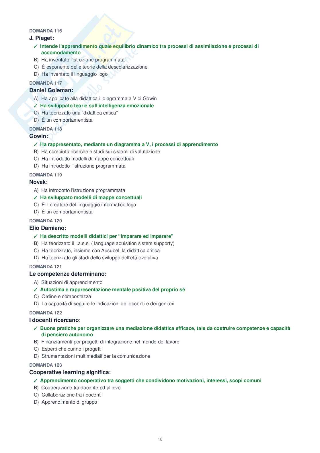 Tutte le 1153 domande di Psicologia generale + Domande extra (2026/2027)   Pag. 16
