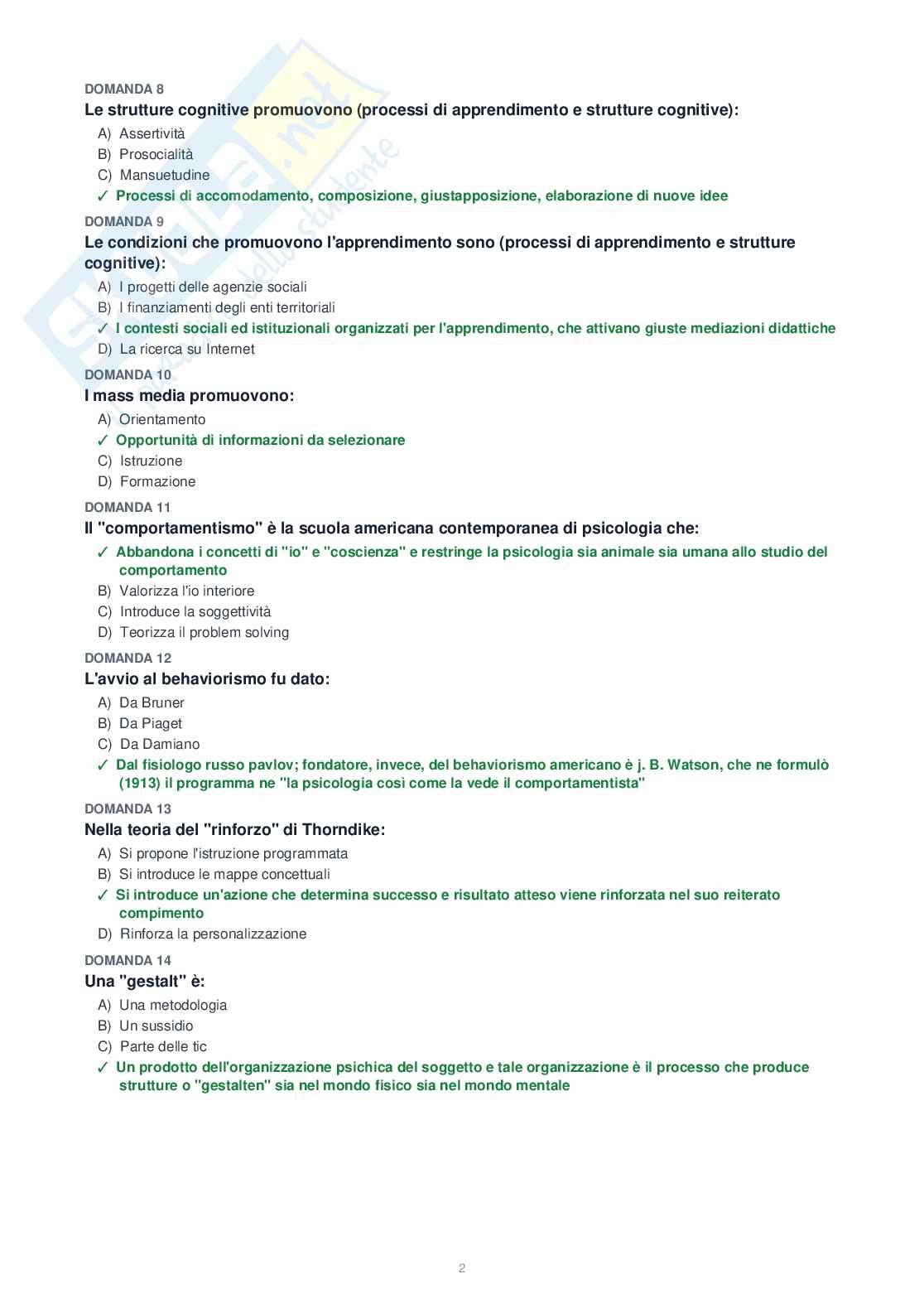 Tutte le 1153 domande di Psicologia generale + Domande extra (2026/2027)   Pag. 2