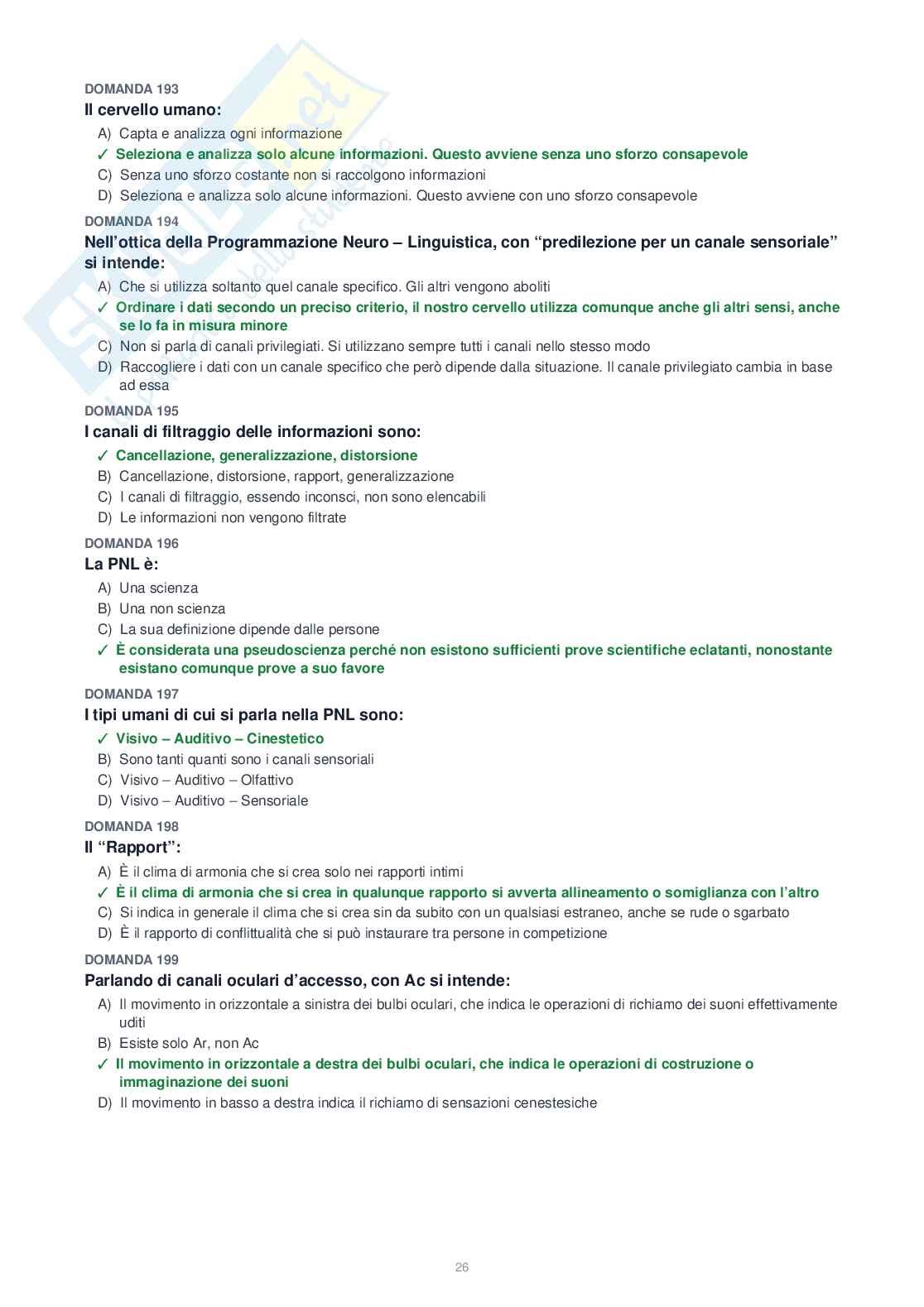 Tutte le 1153 domande di Psicologia generale + Domande extra (2026/2027)   Pag. 26