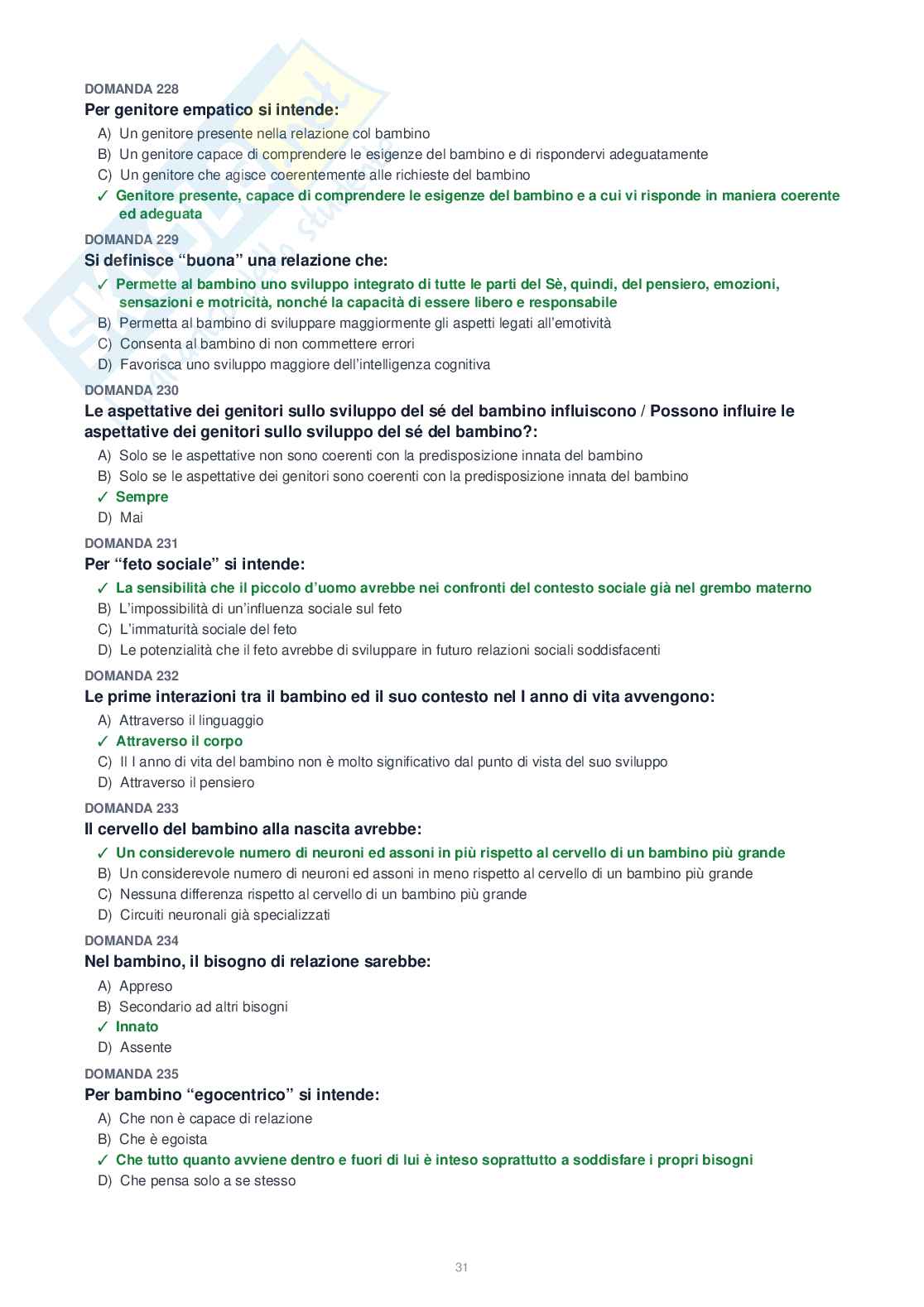 Tutte le 1153 domande di Psicologia generale + Domande extra (2026/2027)   Pag. 31