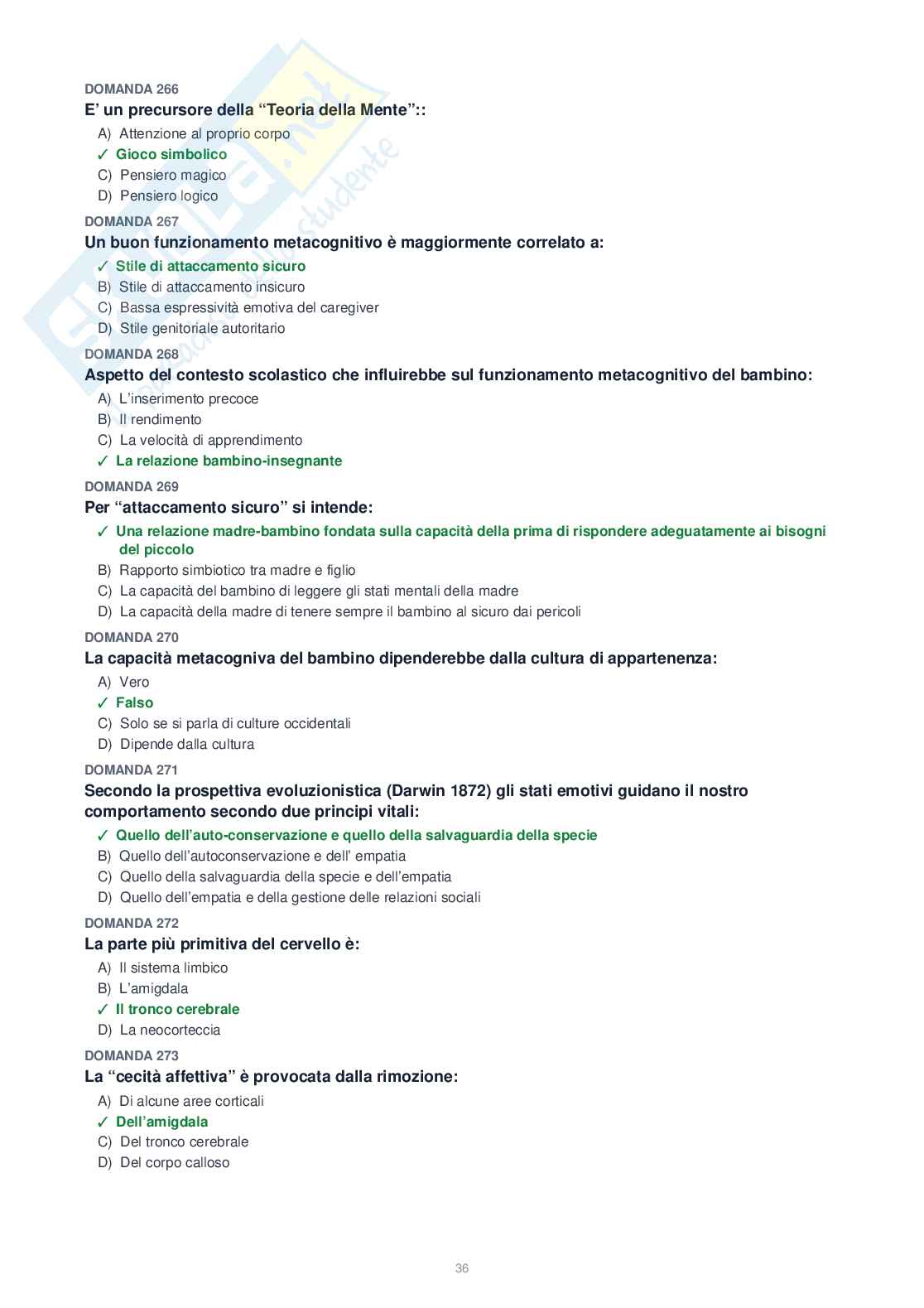 Tutte le 1153 domande di Psicologia generale + Domande extra (2026/2027)   Pag. 36