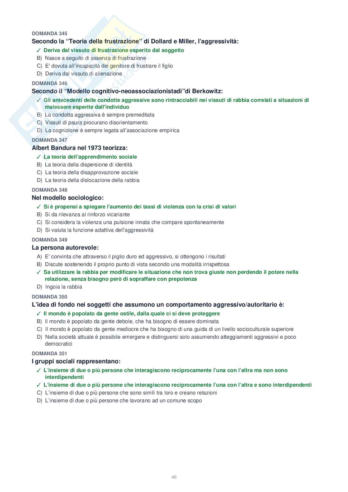 Tutte le 1153 domande di Psicologia generale + Domande extra (2026/2027)   Pag. 46