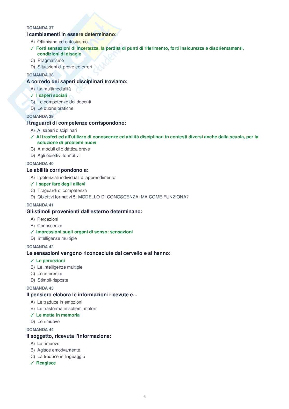 Tutte le 1153 domande di Psicologia generale + Domande extra (2026/2027)   Pag. 6