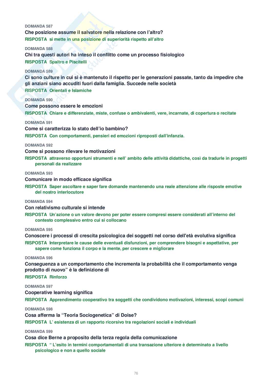 Tutte le 1153 domande di Psicologia generale + Domande extra (2026/2027)   Pag. 76
