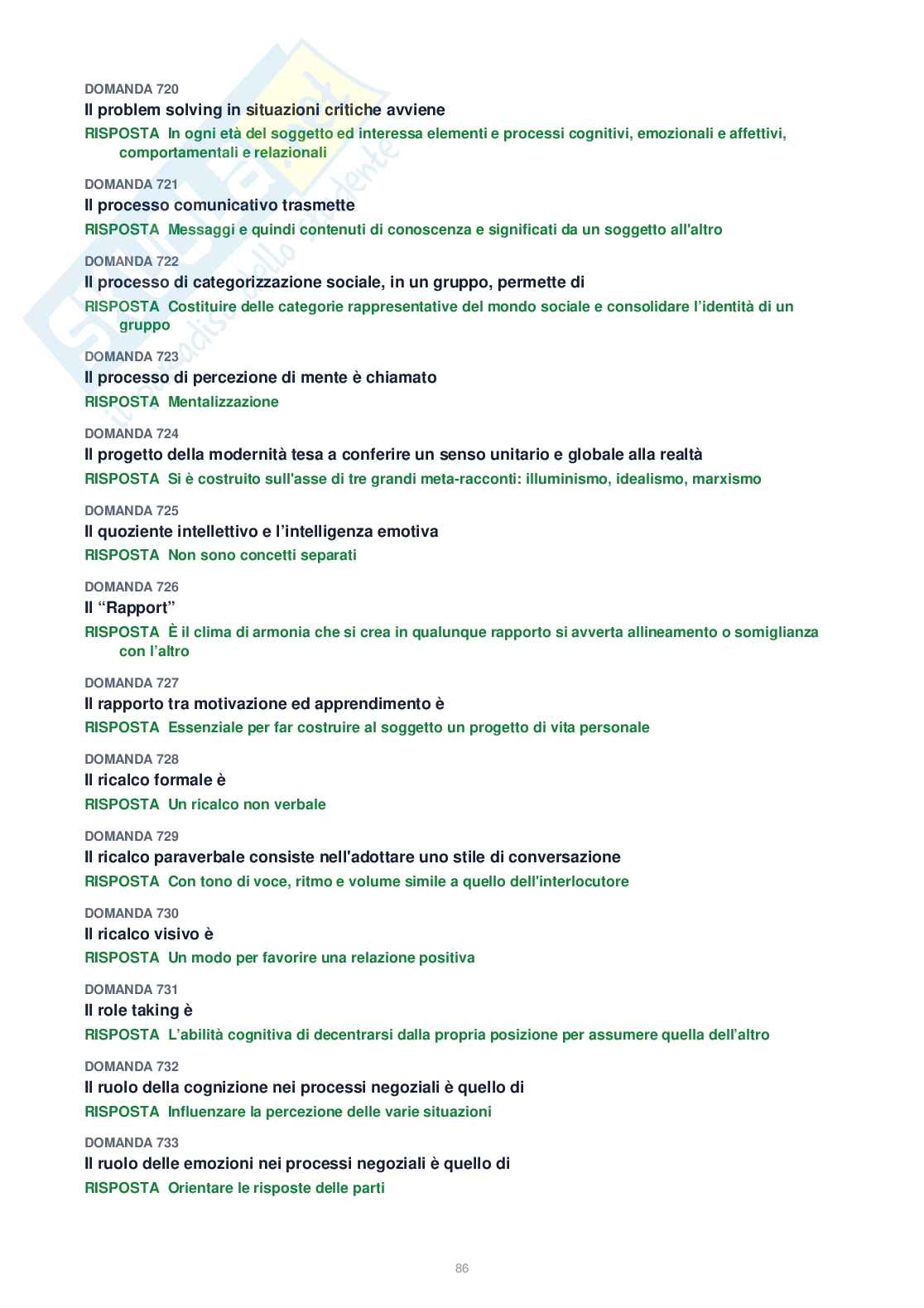 Tutte le 1153 domande di Psicologia generale + Domande extra (2026/2027)   Pag. 86