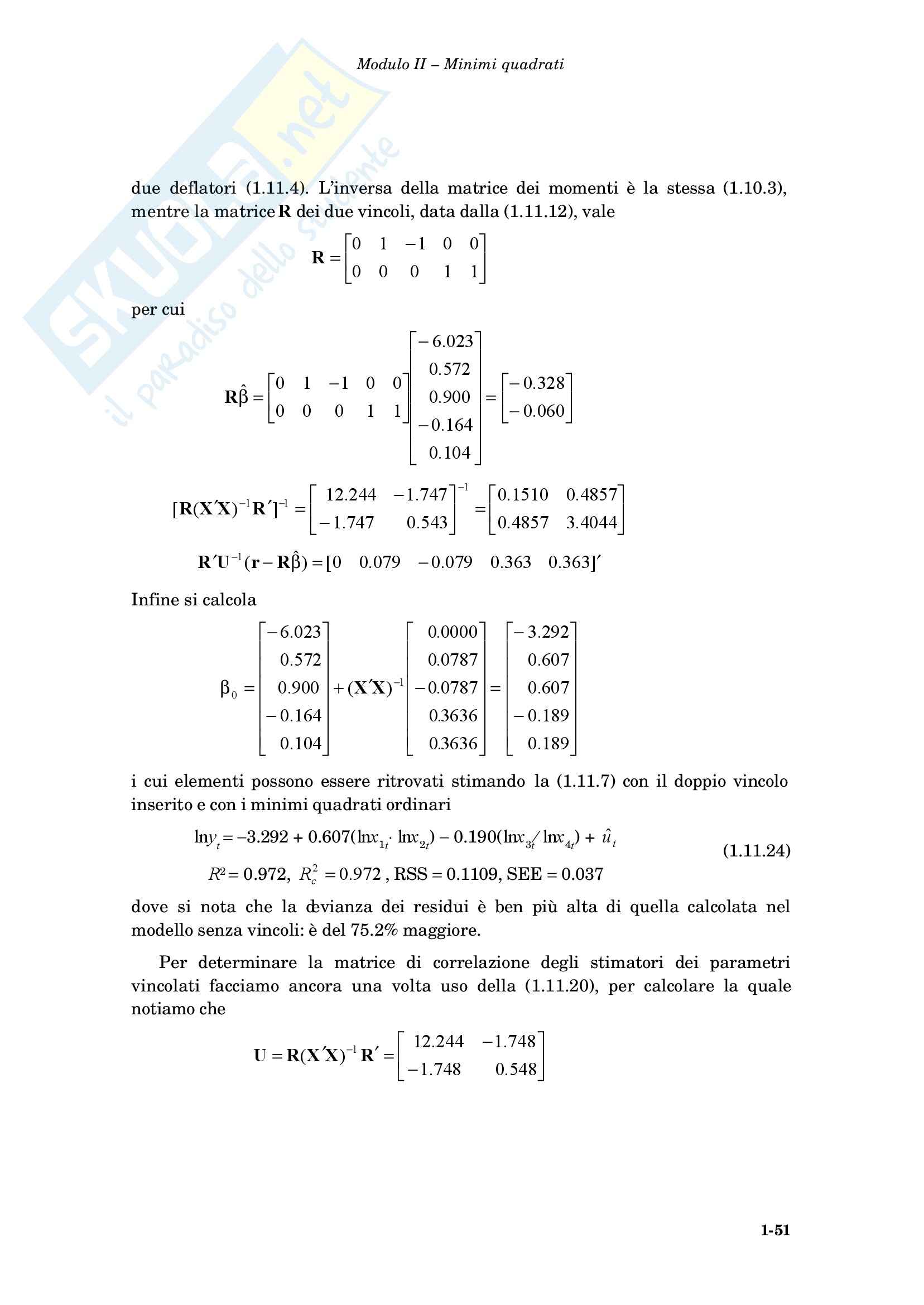 Econometria - i minimi quadrati Pag. 51