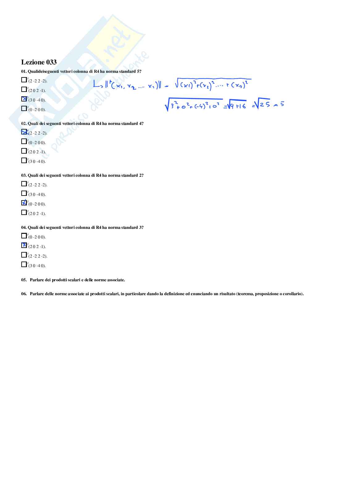 Geometria – Paniere risposte chiuse completo – A.A. 2025/26 Pag. 71