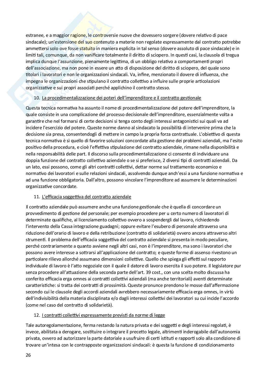 Riassunto esame Diritto del lavoro, Prof. Pascucci Paolo, libro consigliato Diritto sindacale, Giugni Pag. 26