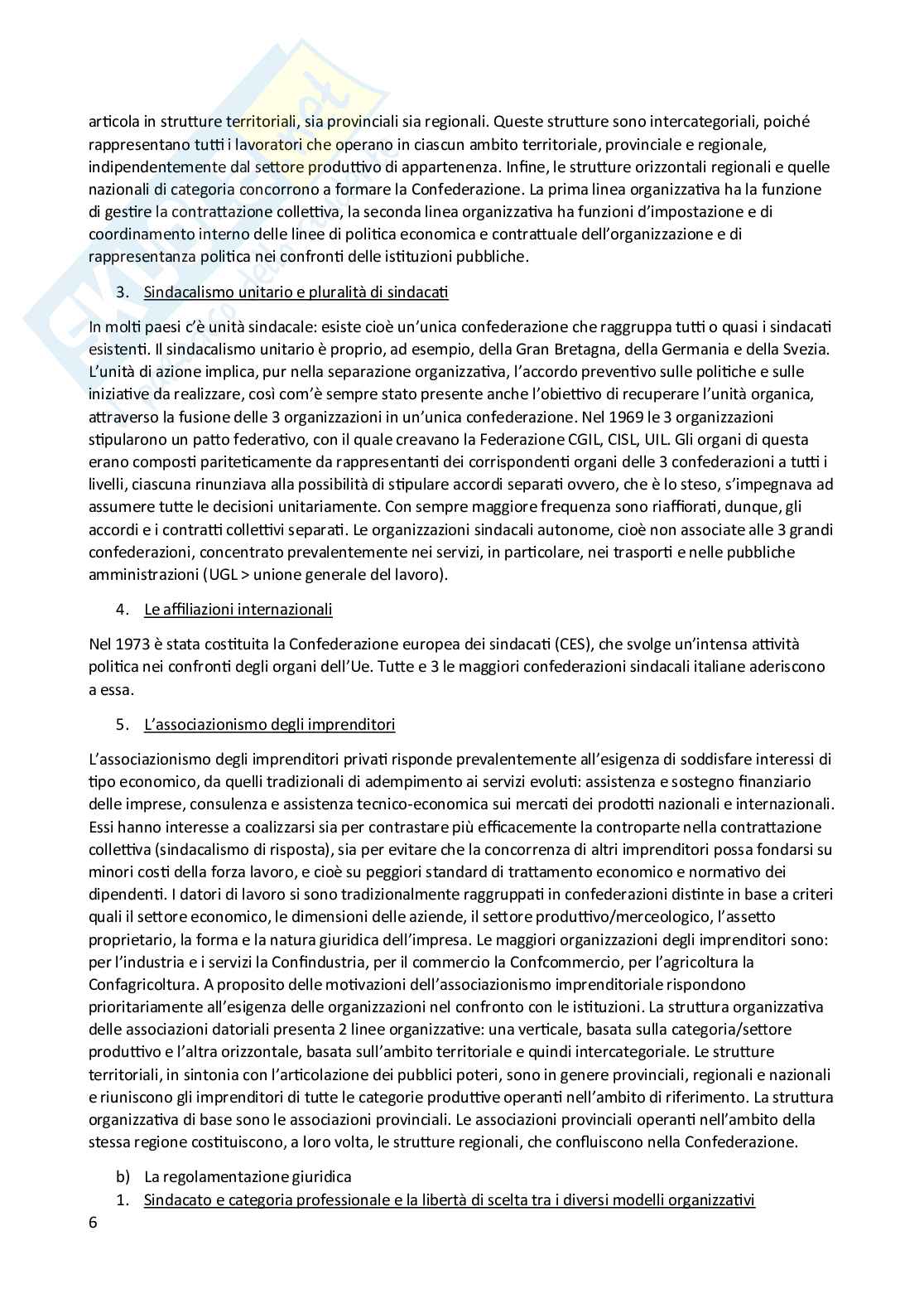 Riassunto esame Diritto del lavoro, Prof. Pascucci Paolo, libro consigliato Diritto sindacale, Giugni Pag. 6