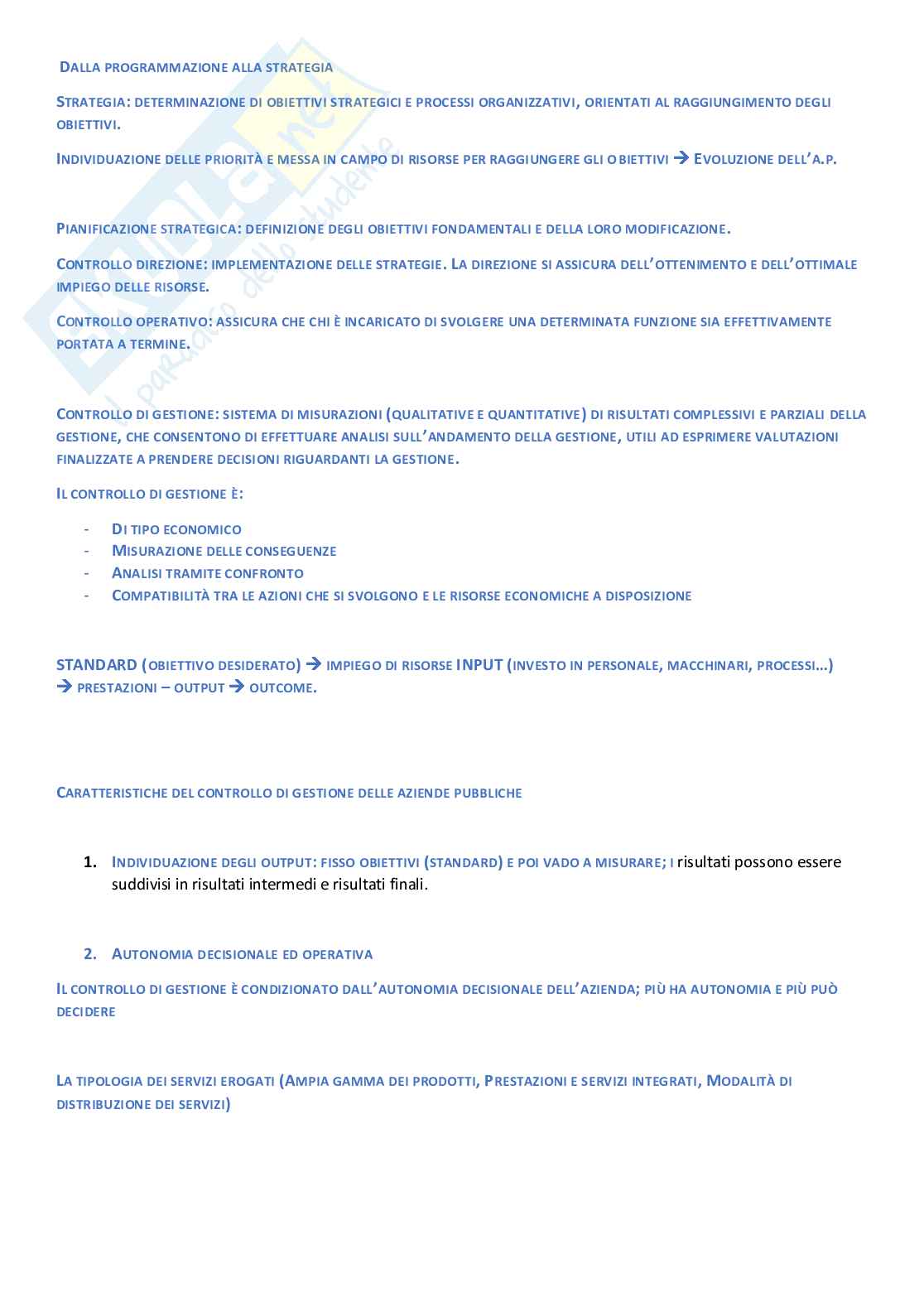 Riassunto esame Economia delle aziende pubbliche, Prof. Zangrandi Antonello, libro consigliato Economia delle aziende pubbliche, Antonello Zangrandi Pag. 36