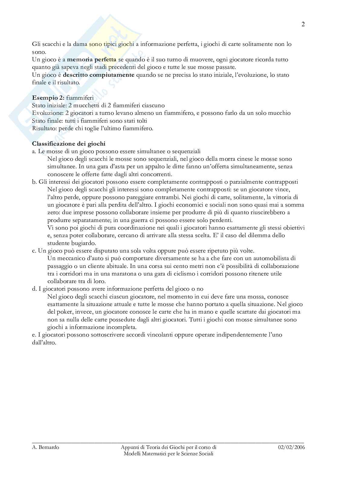 Appunti di teoria dei giochi Pag. 2