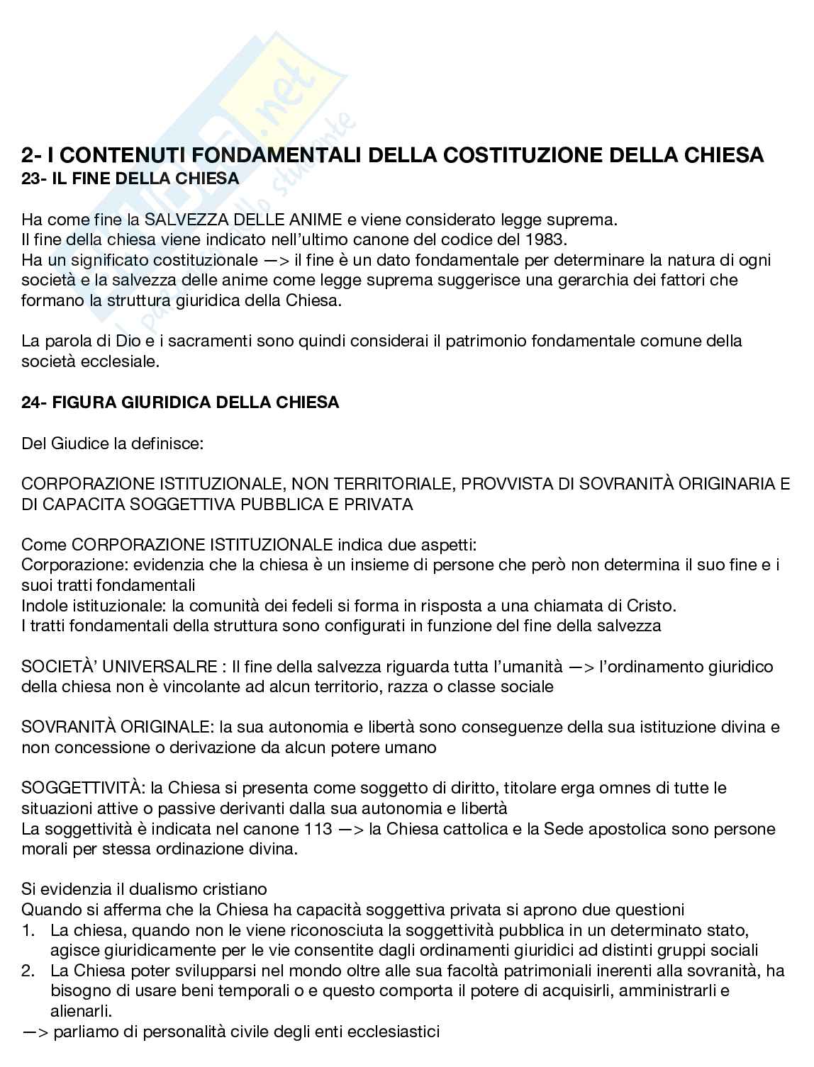 Riassunto esame Diritto Canonico, Prof. Bonafè Beatrice, libro consigliato Lezioni di diritto canonico , Pedro Lombardia  Pag. 11