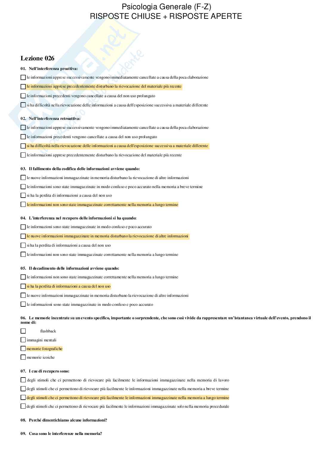 Psicologia generale - Paniere compilato Pag. 36