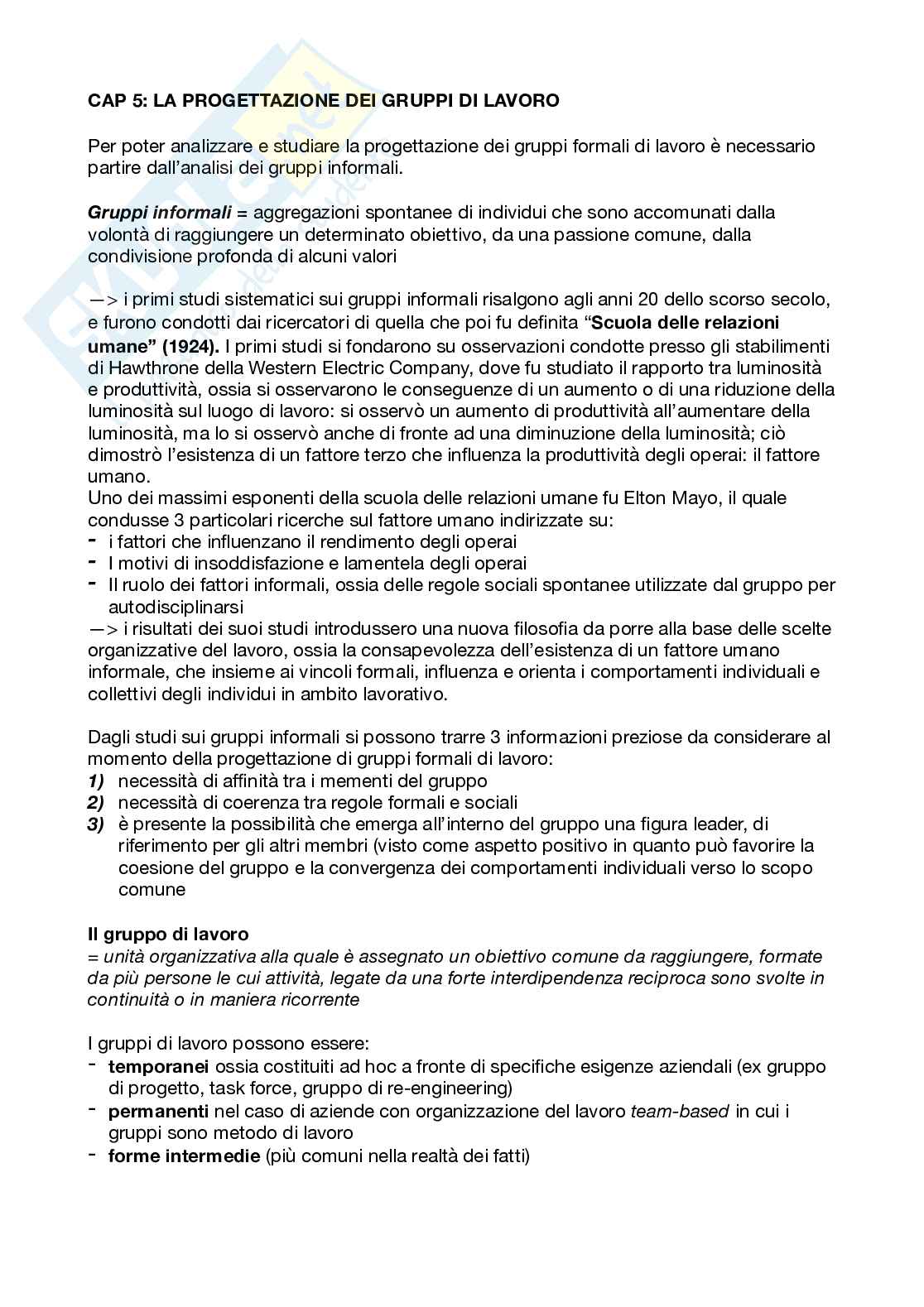 Riassunto esame Organizzazione aziendale, Prof. Cavaliere Vincenzo, libro consigliato Organizzazione aziendale - scelte di progettazione, Bonti, Cavaliere, Cori Pag. 26