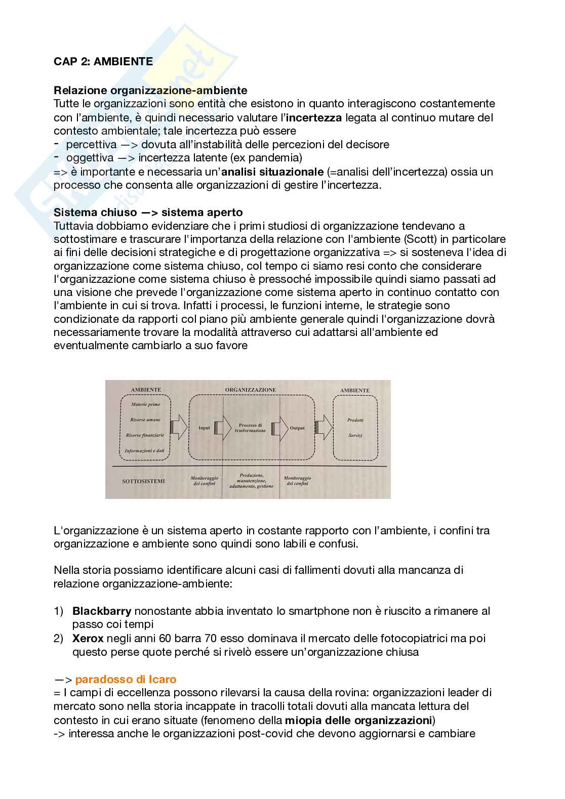 Riassunto esame Organizzazione aziendale, Prof. Cavaliere Vincenzo, libro consigliato Organizzazione aziendale - scelte di progettazione, Bonti, Cavaliere, Cori Pag. 6