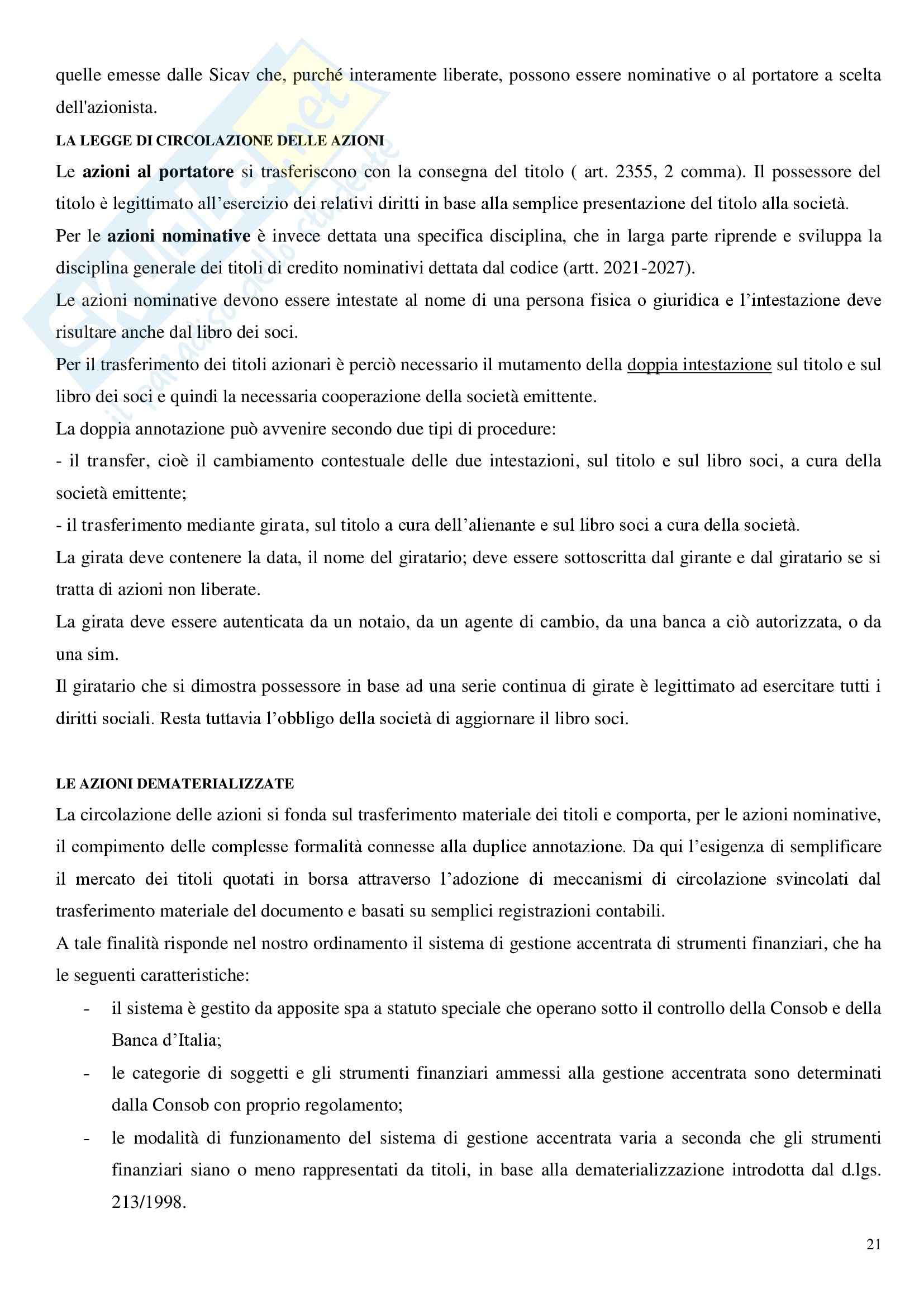 Diritto commerciale - la società per azioni Pag. 21