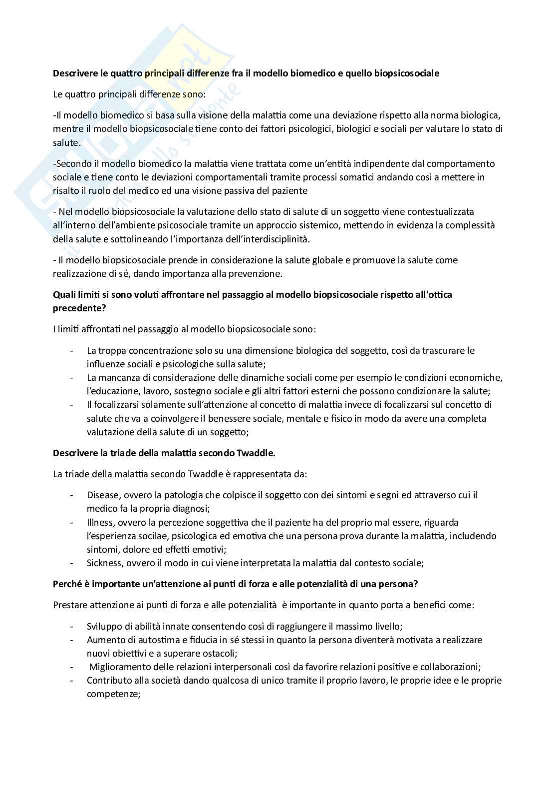 Paniere Psicologia sociale della salute e della qualità della vita (2026) - Risposte aperte corrette  Pag. 2