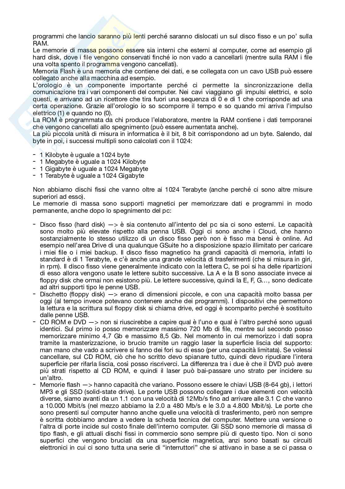 Riassunto esame Abilità informatiche per gli studi umanistici, Prof. Baldi Benedetta, libro consigliato Laboratorio informatica per gli studi umanistici, Il prof varia Pag. 2