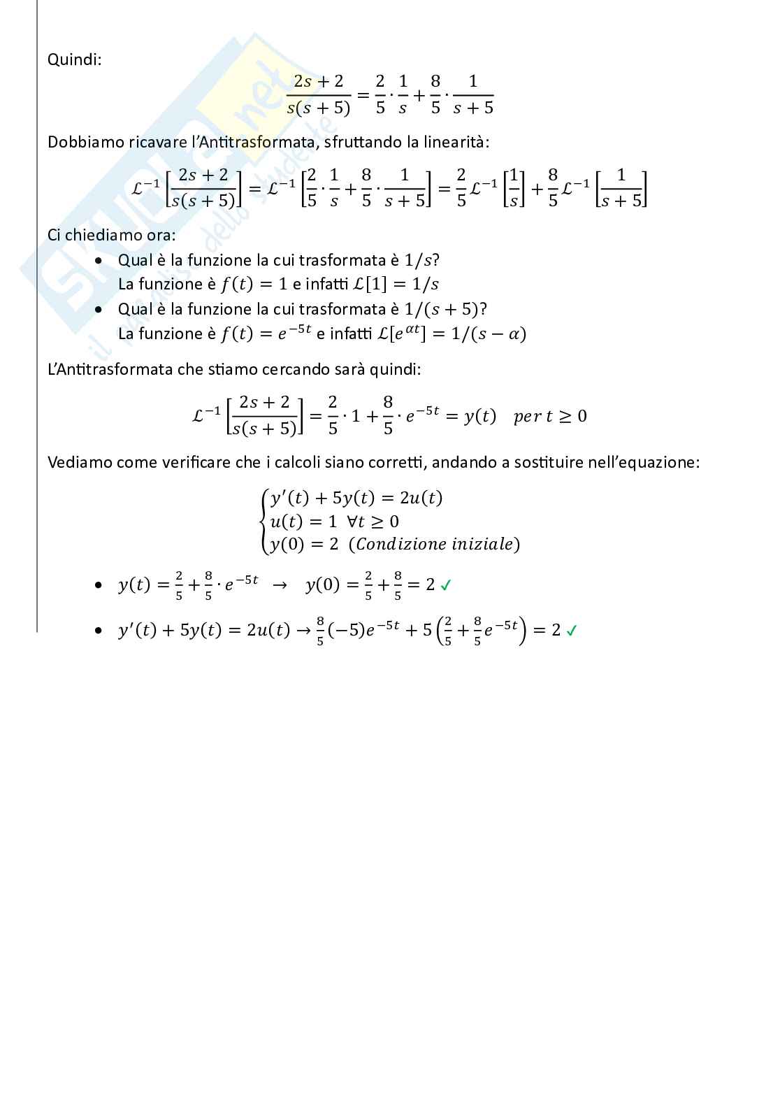 Controlli automatici, parte 2 - Numeri complessi e trasformata di Laplace Pag. 26