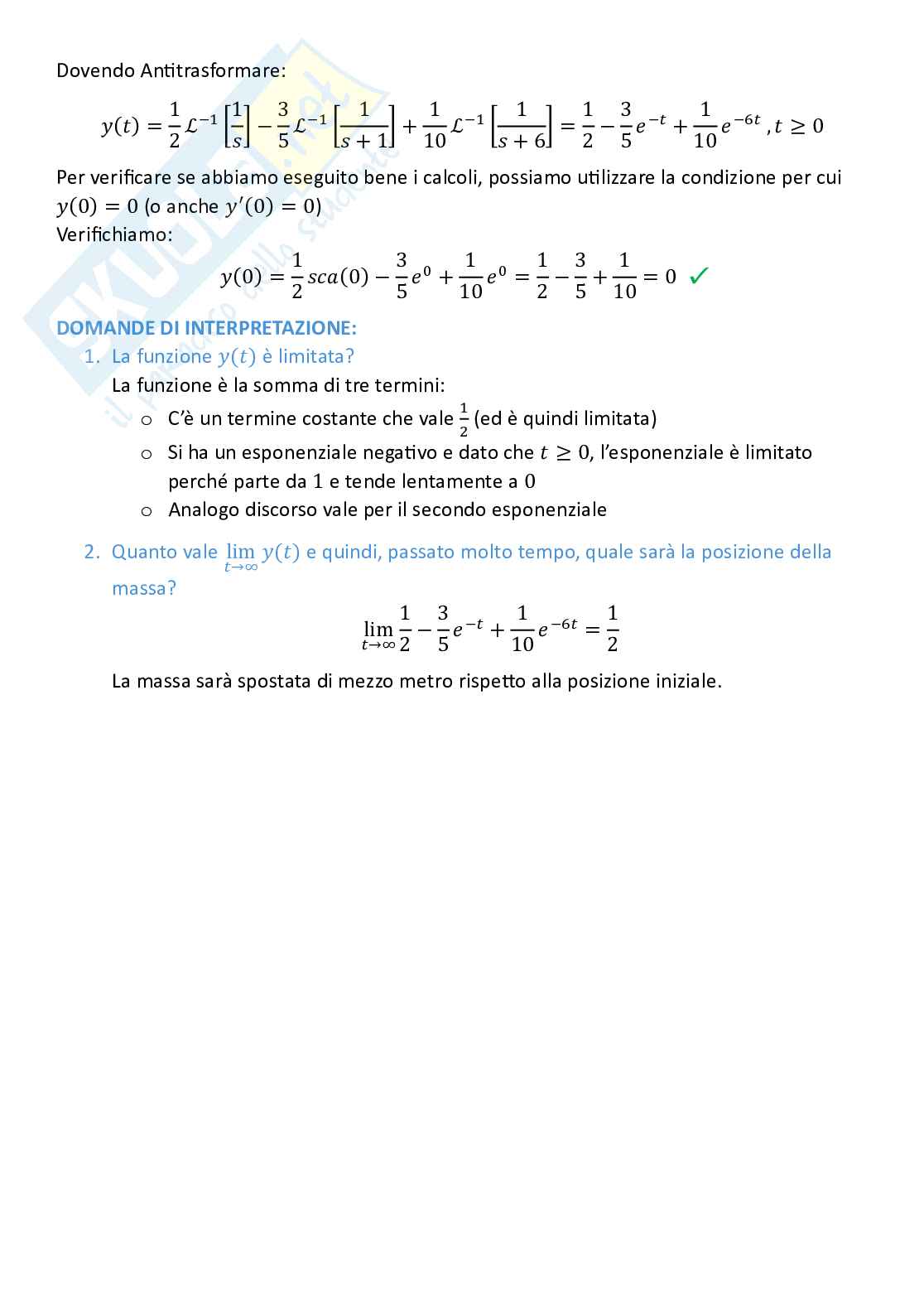 Controlli automatici, parte 2 - Numeri complessi e trasformata di Laplace Pag. 31