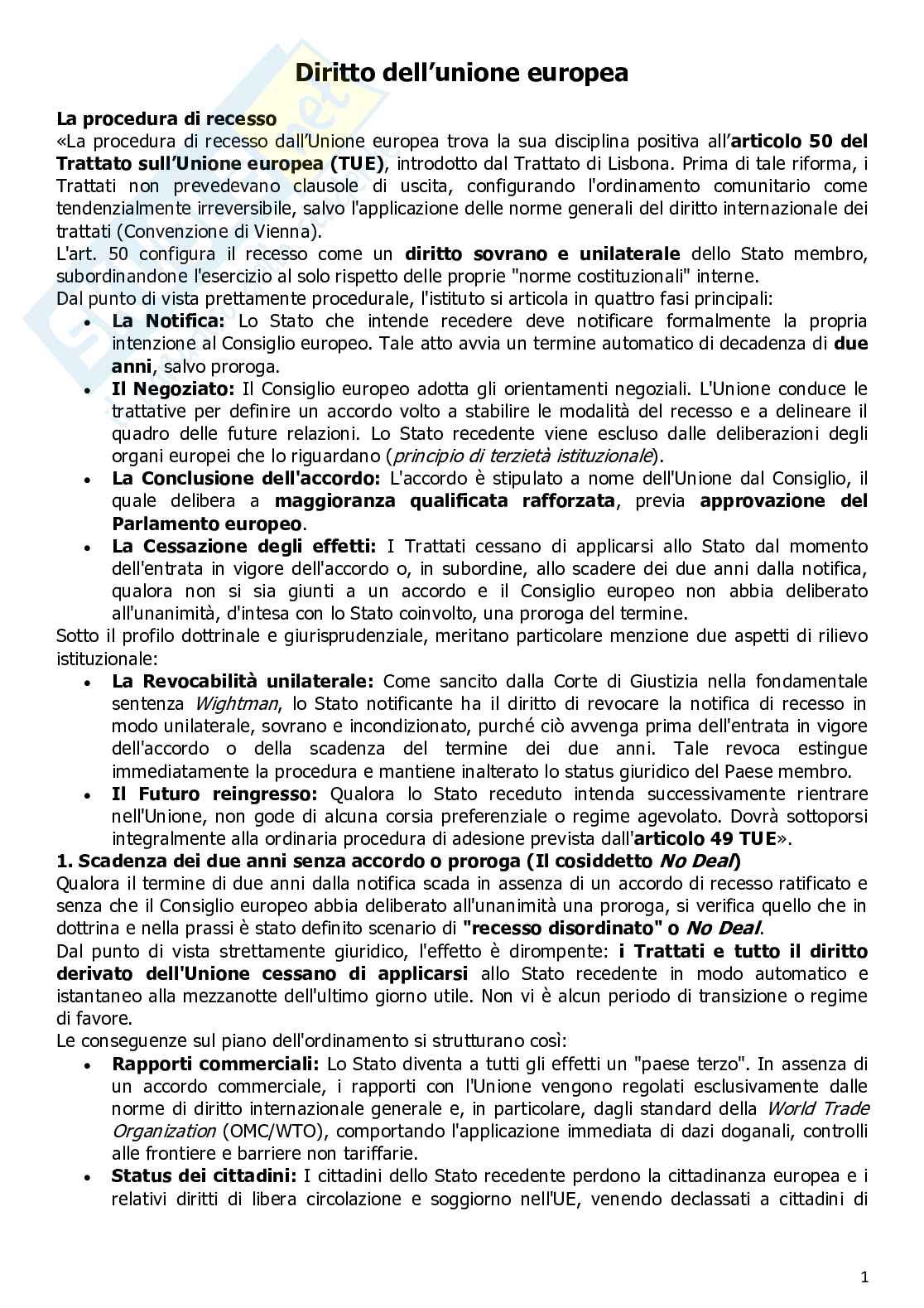 Diritto dell'Unione Europea Pag. 1