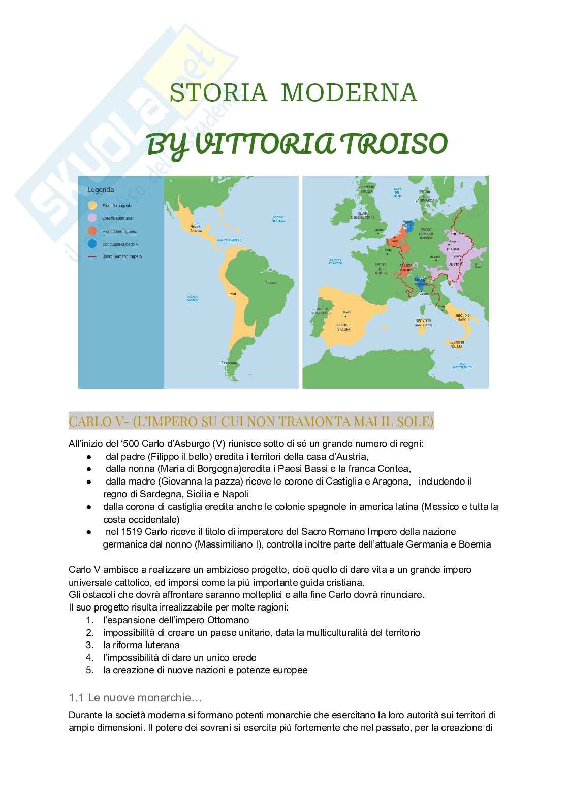 Riassunto esame Storia moderna, Prof. Bottari Salvatore, libro consigliato Storia moderna, Francesco Benigno Pag. 1