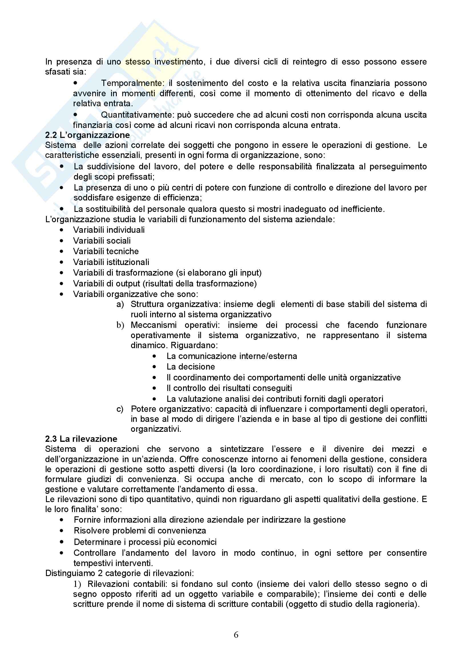 Riassunto esame Economia Aziendale, prof. Vergara, libro consigliato Esistenza e lo Sviluppo dell'Azienda, Puglisi Pag. 6