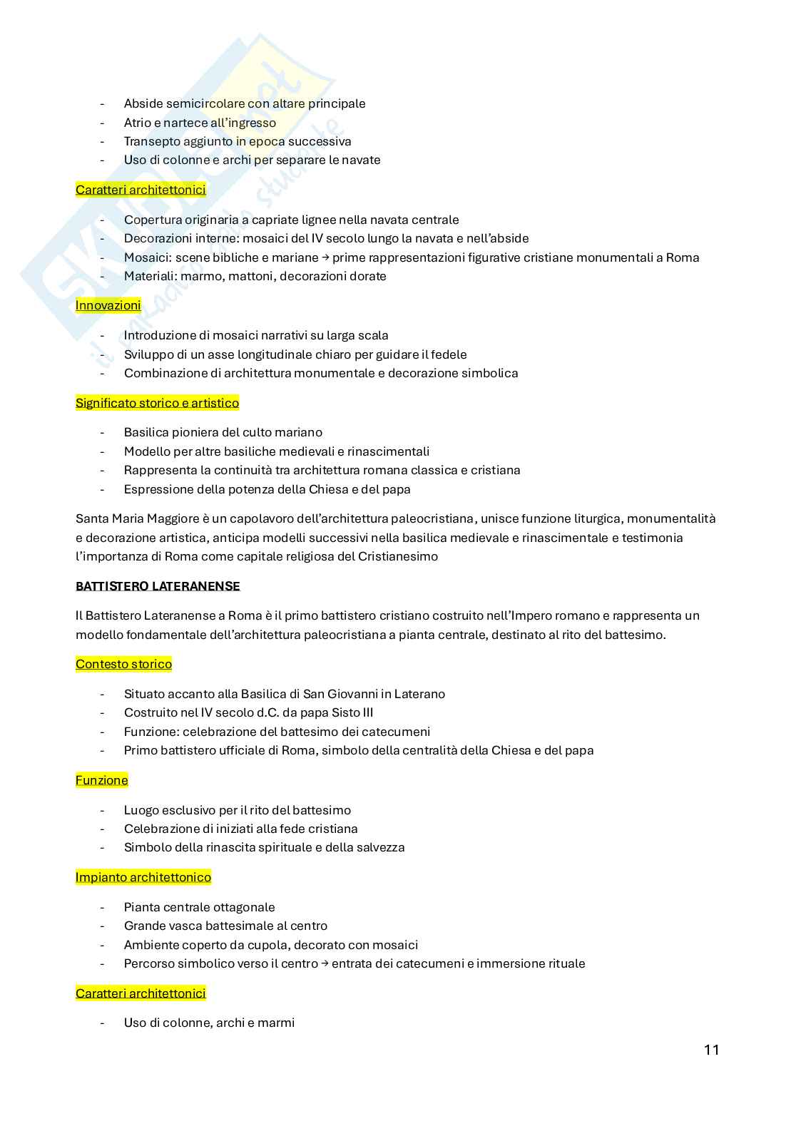 Architettura paleocristiana, bizantina e carolingia Pag. 11