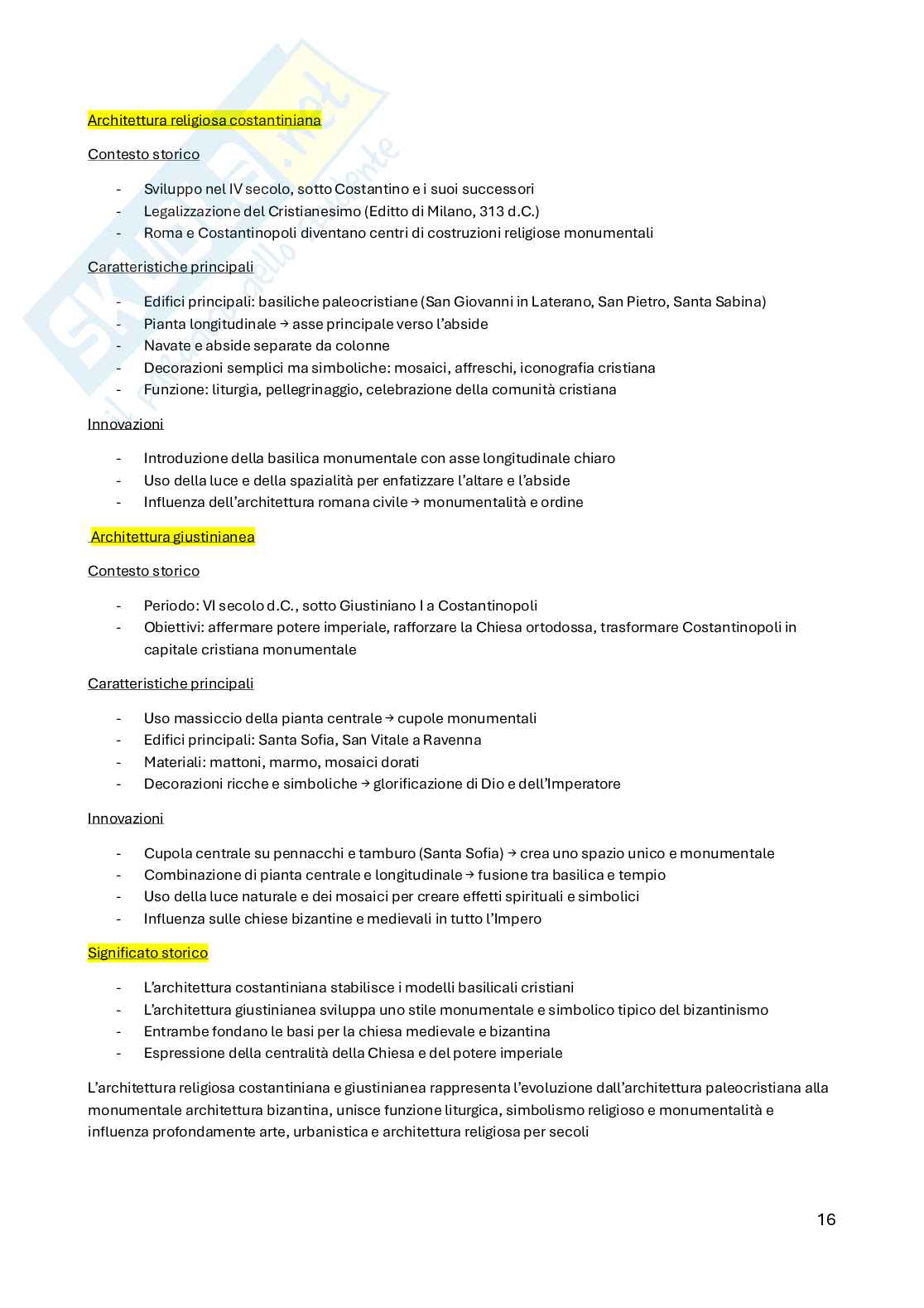 Architettura paleocristiana, bizantina e carolingia Pag. 16