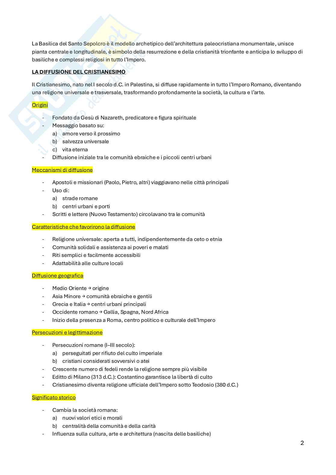 Architettura paleocristiana, bizantina e carolingia Pag. 2