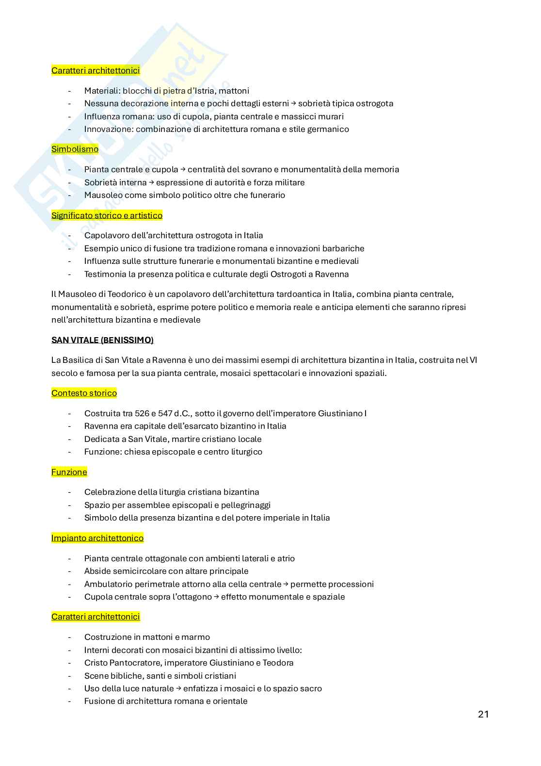 Architettura paleocristiana, bizantina e carolingia Pag. 21