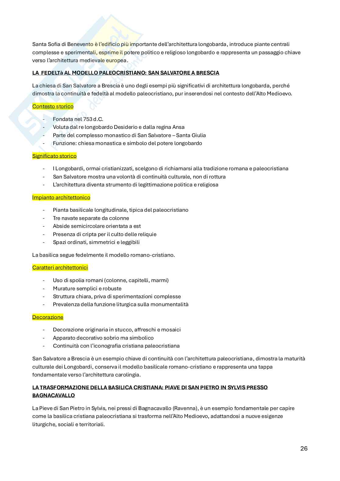 Architettura paleocristiana, bizantina e carolingia Pag. 26