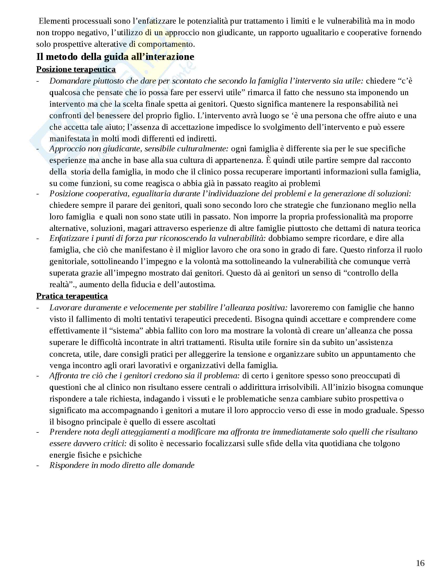 Riassunto esame Genitorialità, prof. Carli, libro consigliato Il Trattamento Clinico della Relazione Genitore Bambino, Sameroff Pag. 16