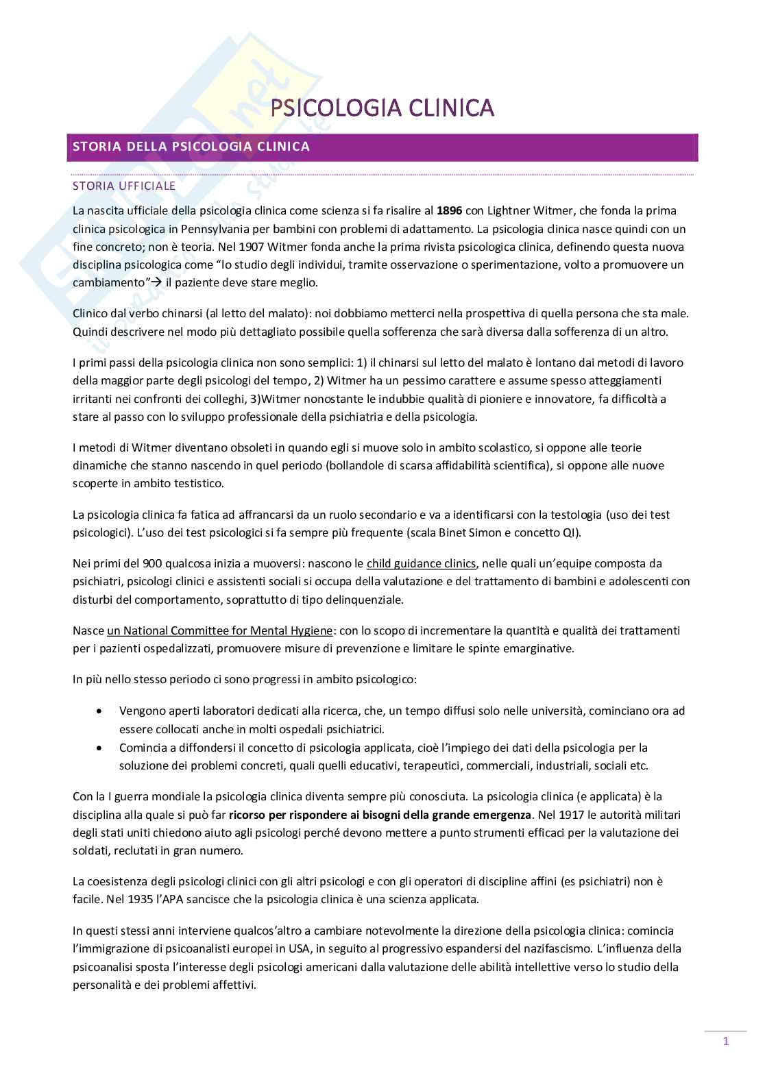 Psicologia clinica - Appunti lezione Pag. 2