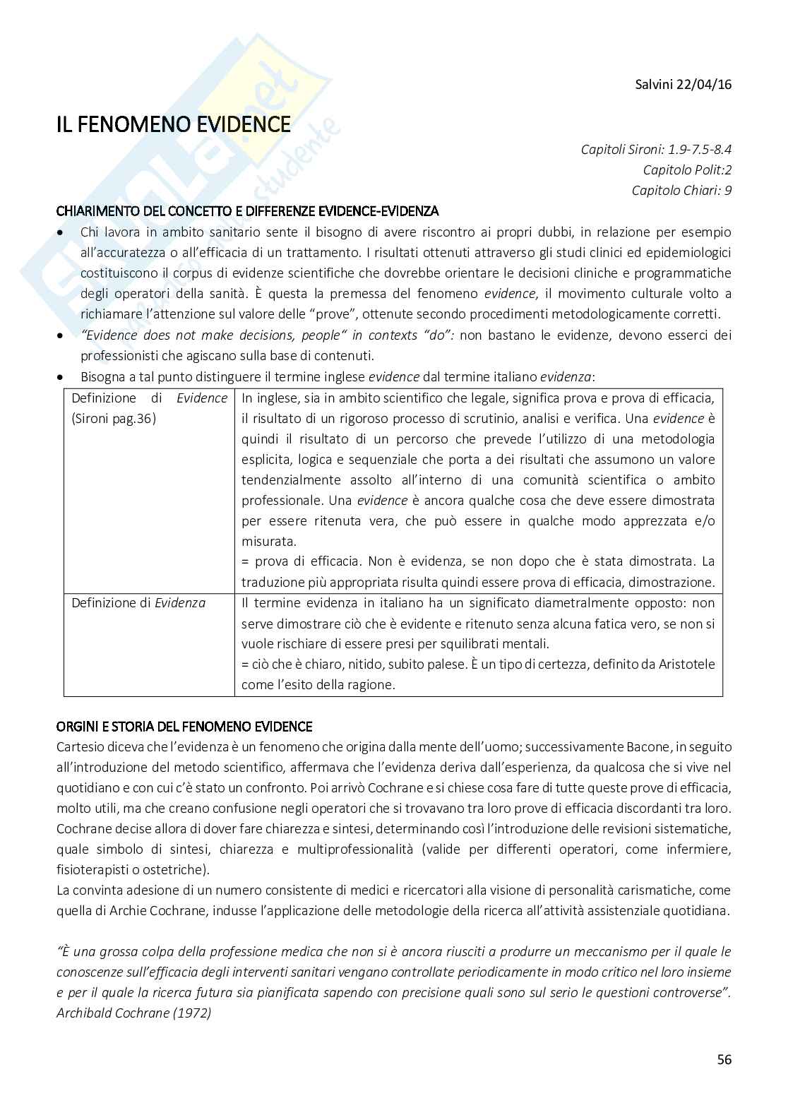 Appunti Metodologia della ricerca infermieristica e ostetrica Pag. 56