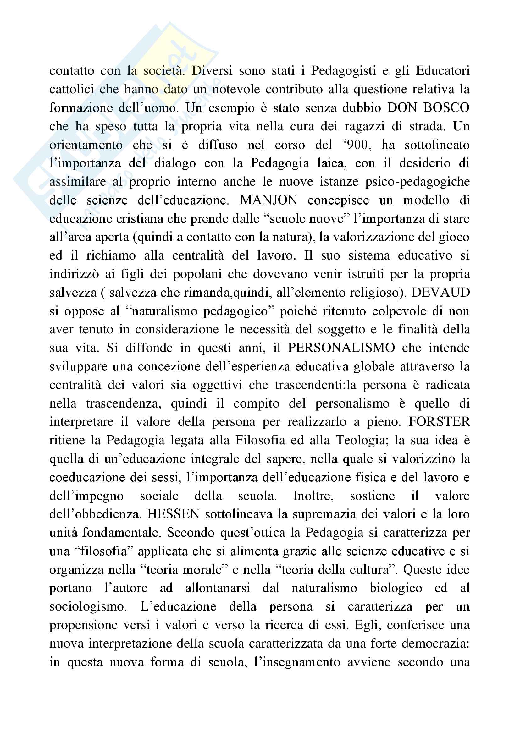 Riassunto esame pedagogia generale, docente Corbi, libro consigliato Le pedagogie del 900, Cambi Pag. 11