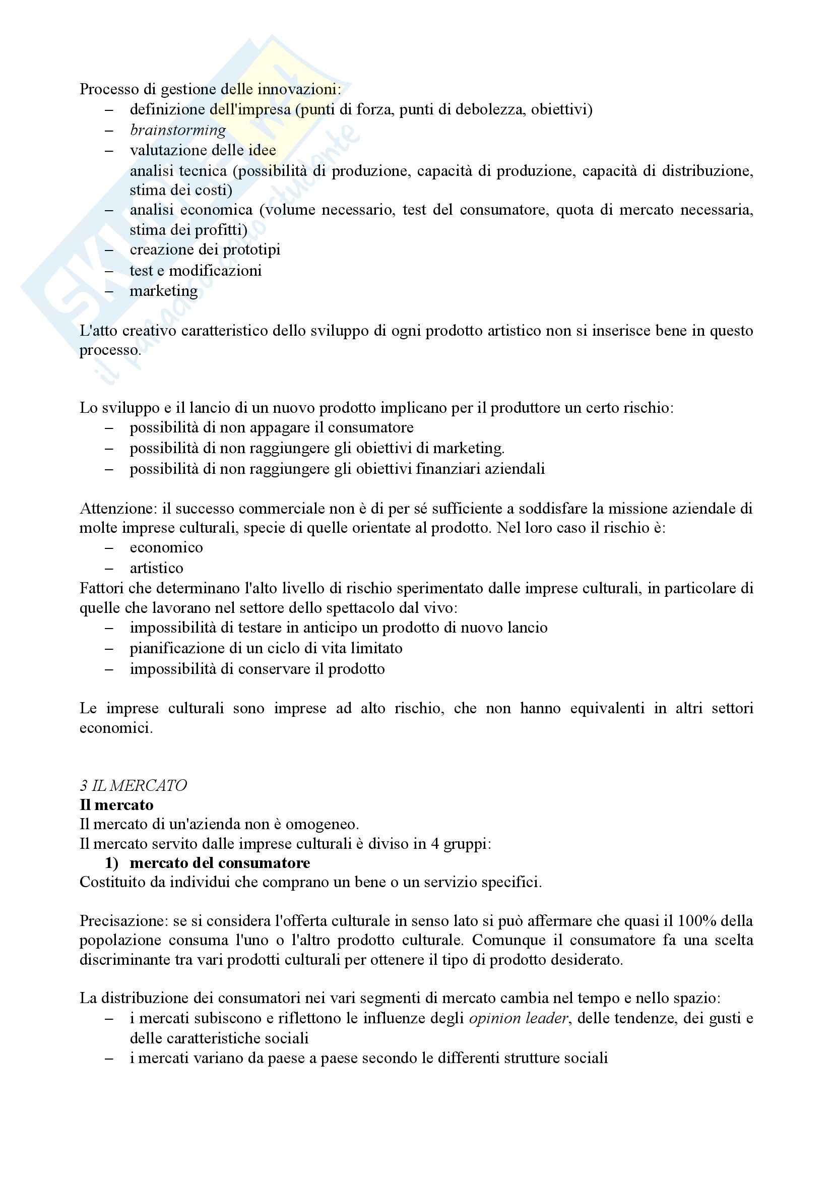 Riassunto esame Organizzazione e Economia dello Spettacolo, prof. Casari, libro consigliato Marketing delle Arti e della Cultura, Colbert Pag. 11