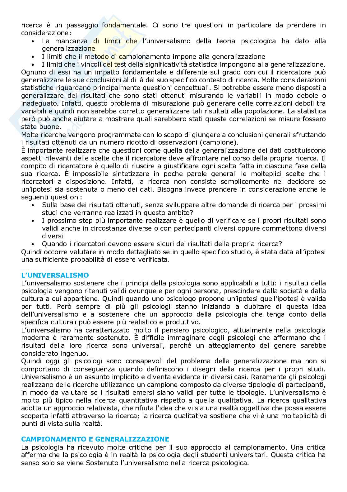 Riassunto esame Metodologia della ricerca psicologica, Prof. Menardo Elisa, libro consigliato Metodologia della ricerca in psicologia, Howitt, Cramer Pag. 16