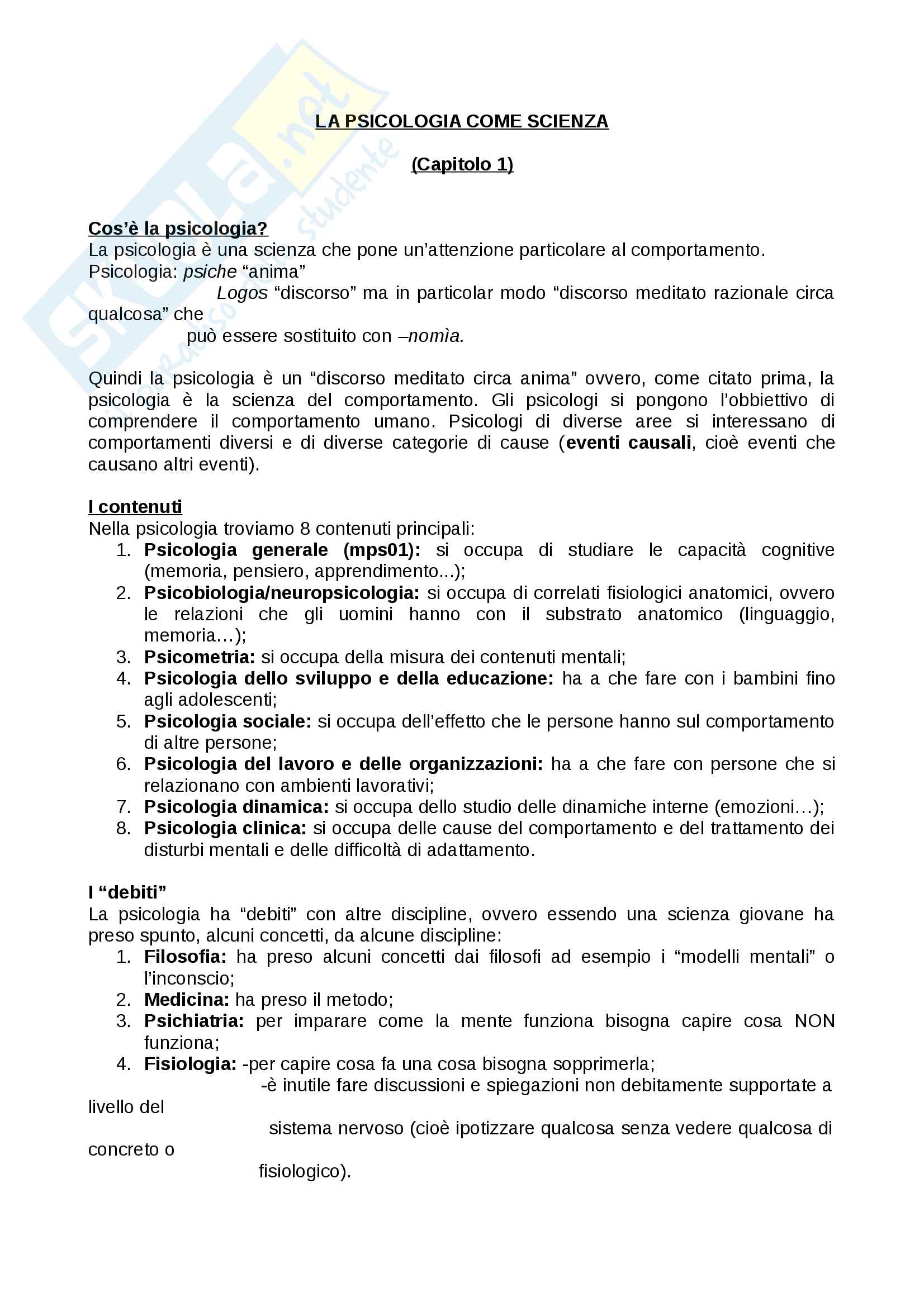 La psicologia come scienza Pag. 1