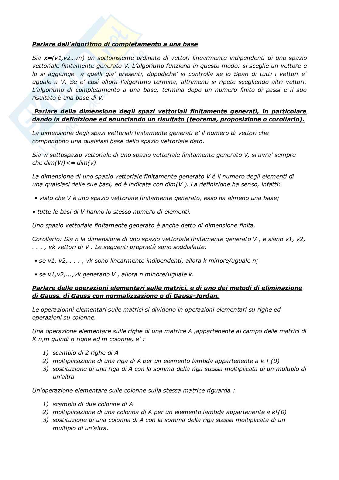 Geometria – Risposte aperte fuori paniere complete e corrette (29 pagine) – A.A. 2025/2026 Pag. 6