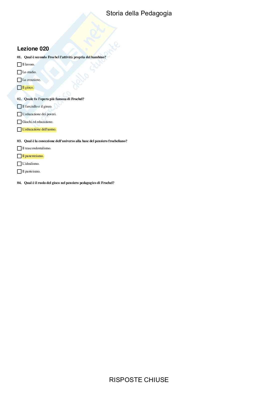 Storia della pedagogia - Paniere compilato Pag. 21