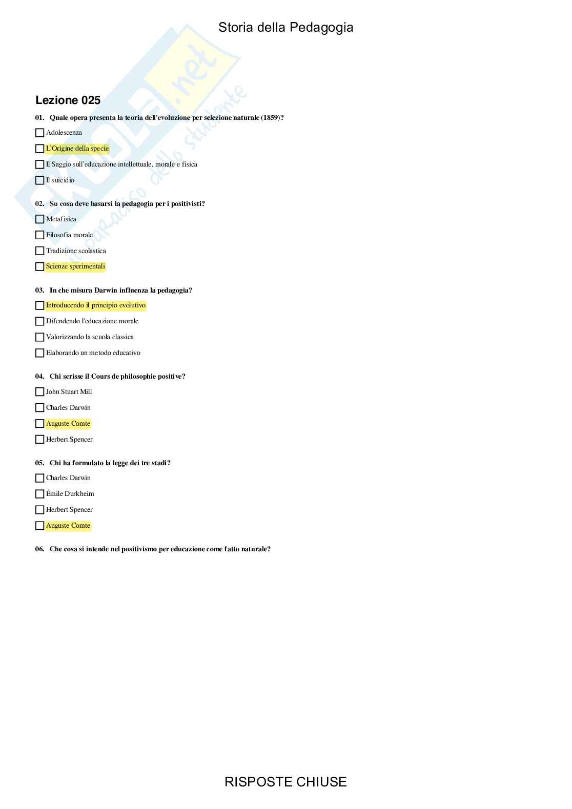 Storia della pedagogia - Paniere compilato Pag. 26