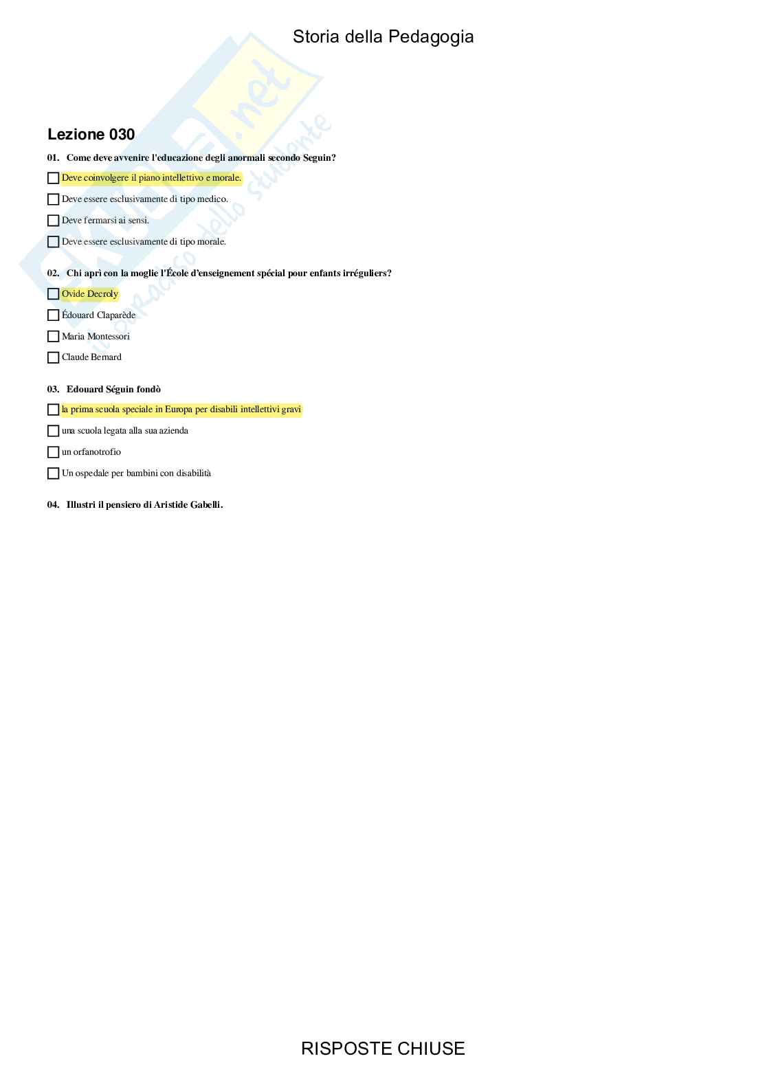 Storia della pedagogia - Paniere compilato Pag. 31