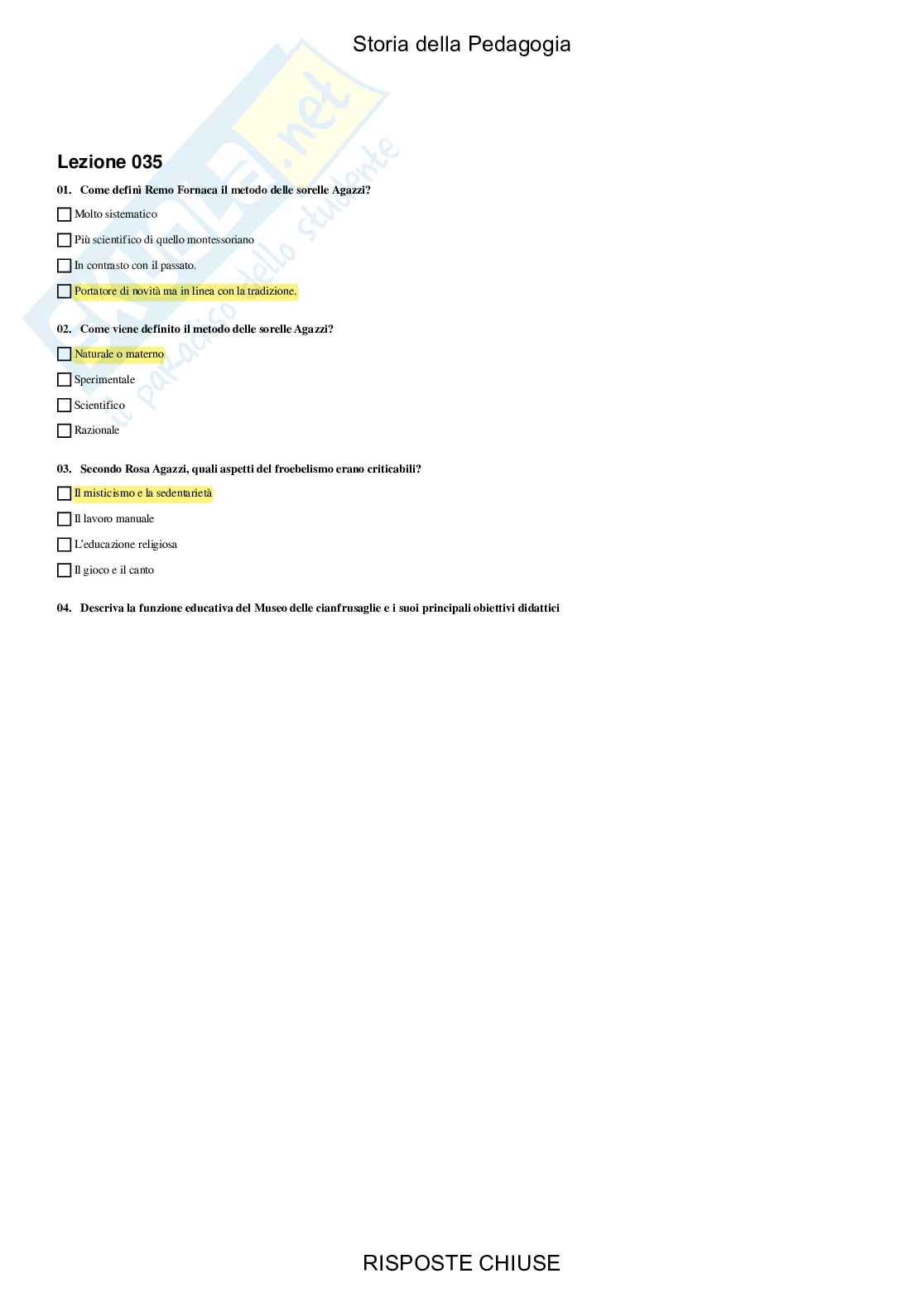 Storia della pedagogia - Paniere compilato Pag. 36